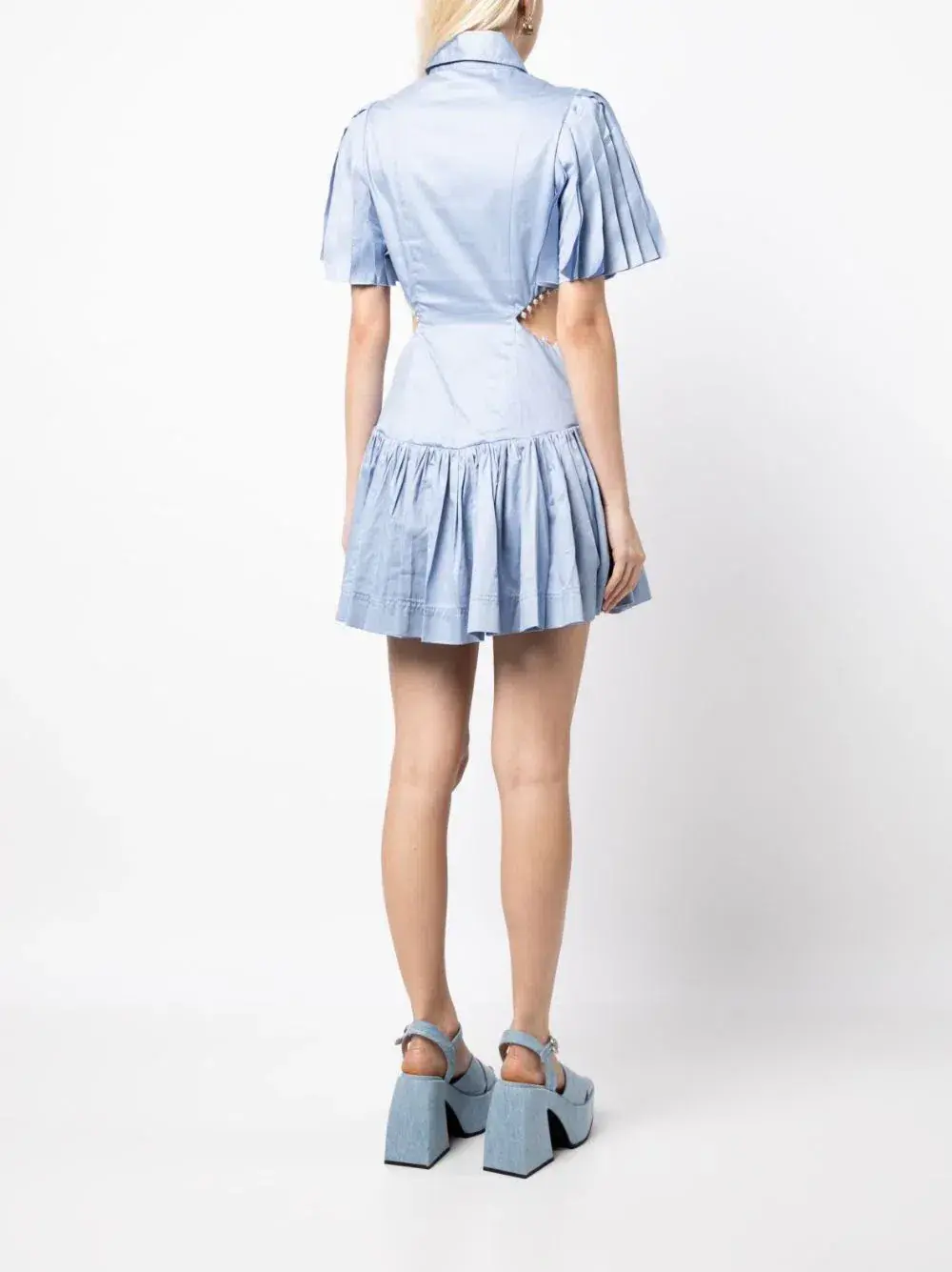 Aje Mythos Pearl Waist Mini Dress Steel Blue Size 10 - Image 3