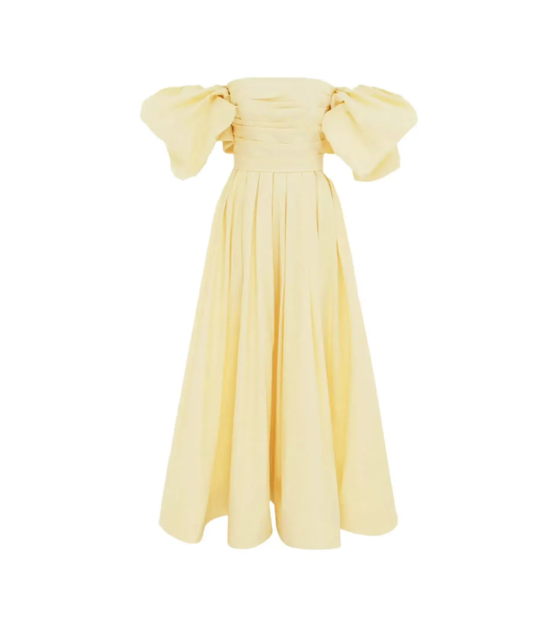 Leo Lin Matilda Puff Sleeve Midi Dress in Lemon Size AU 8 - Image 6