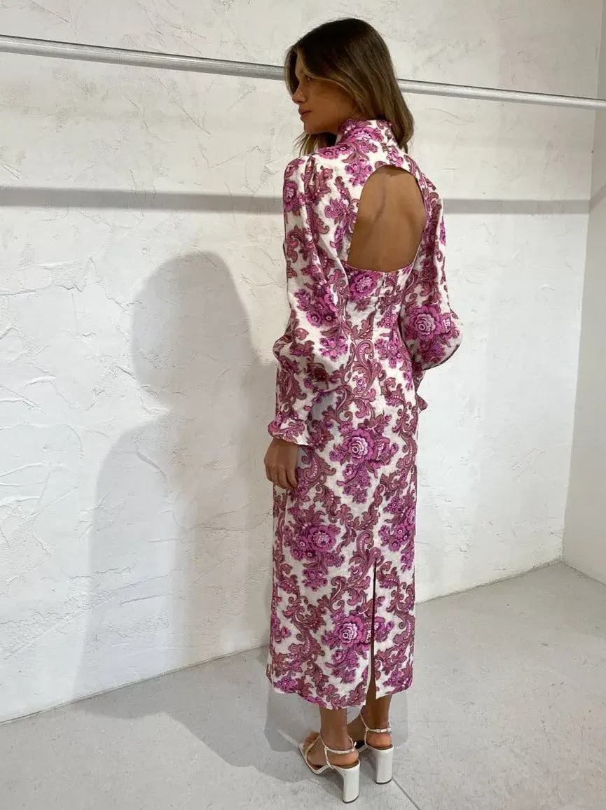 Alemais Isla Midi Dress in Magenta Size 10 for rent on The Volte - main image