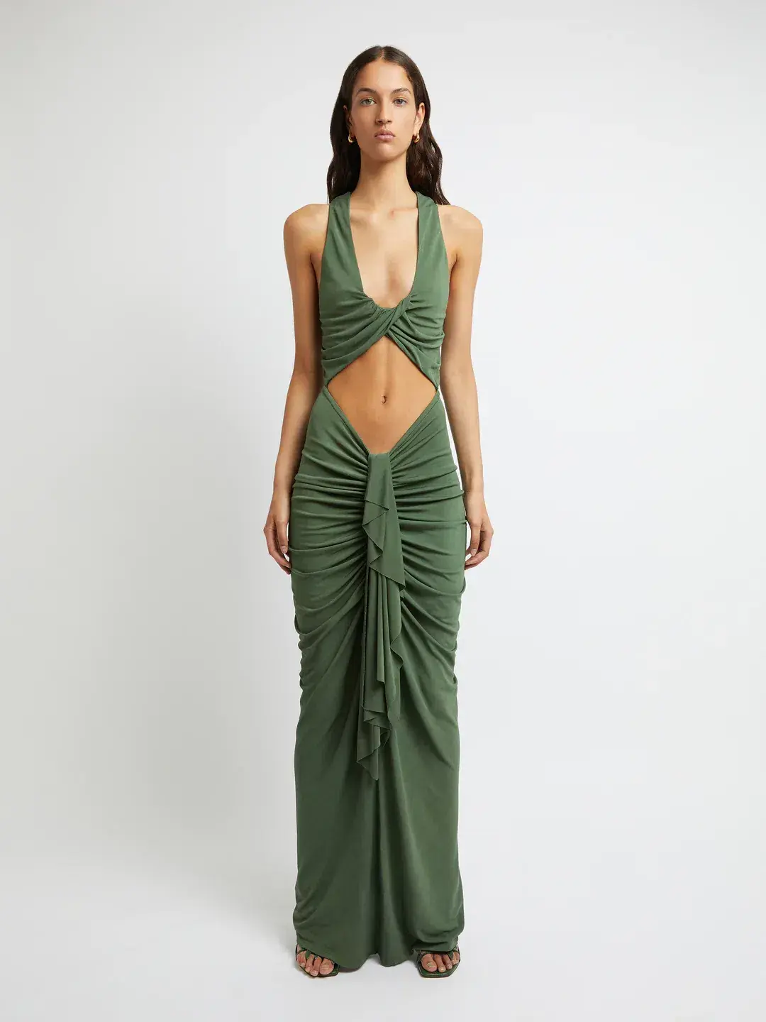 Christopher Esber Vivenda Drape Front Dress Green Size 8 / S - Image 1