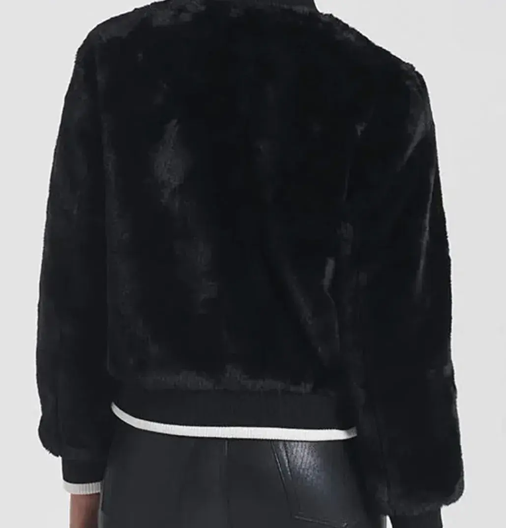 Ena Pelly Essential Faux Fur Bomber Jacket in Black Size AU 12 - Image 4