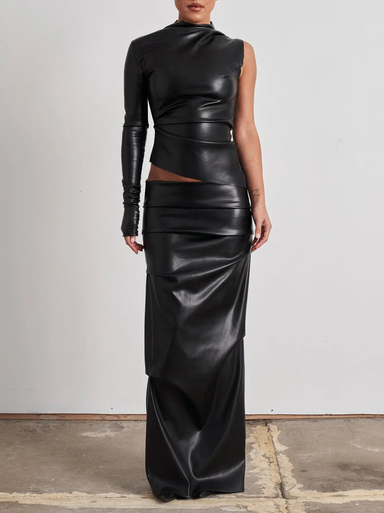 Effie Kats Tove Faux Leather Top and Skirt Set Black Size M / Au 10 - Image 1