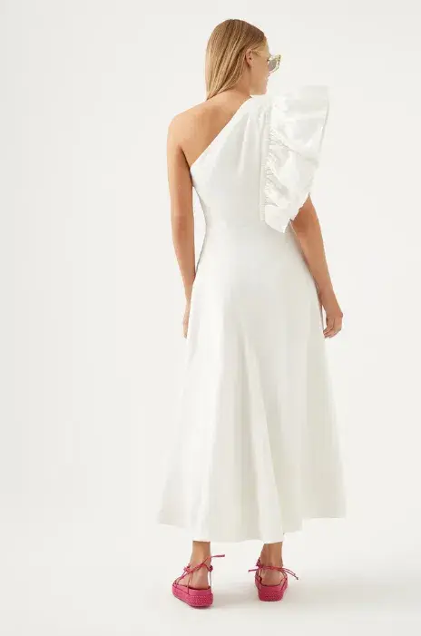 Aje Bonjour Asymmetric Midi Dress Ivory Size 8 - Image 3