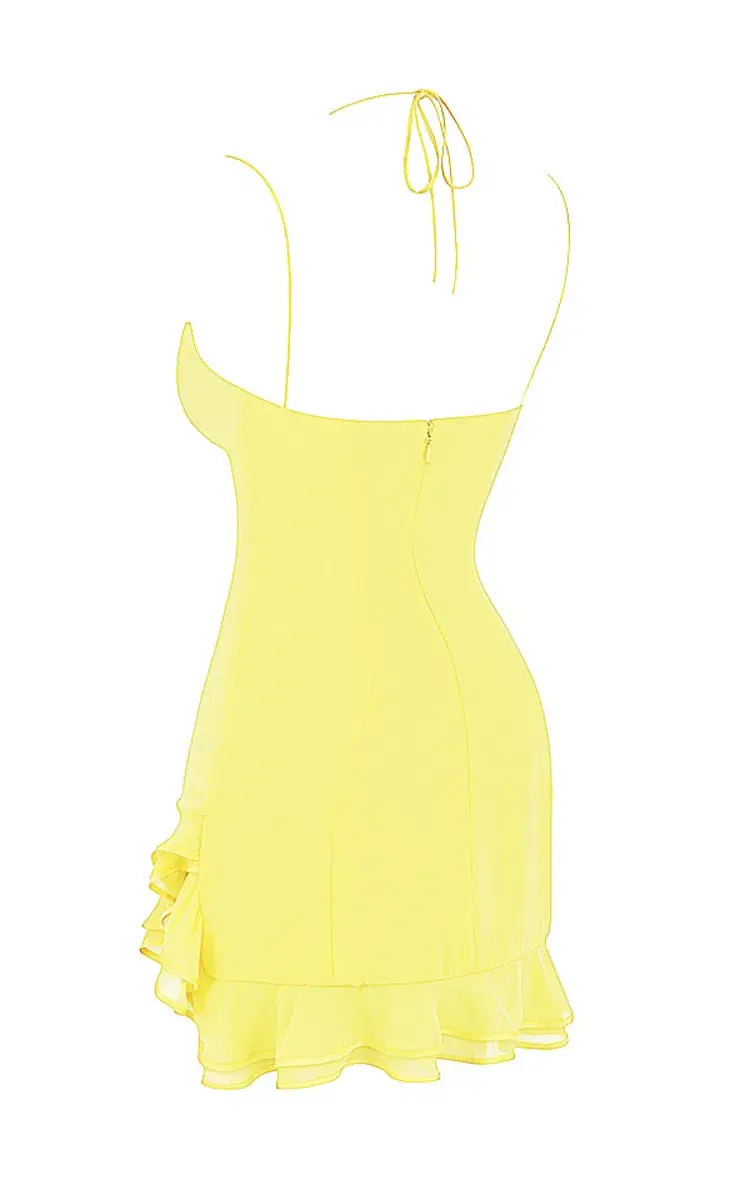 House of CB Rossella Ruffle Mini Dress in Yellow Size S / AU 8 - Image 5
