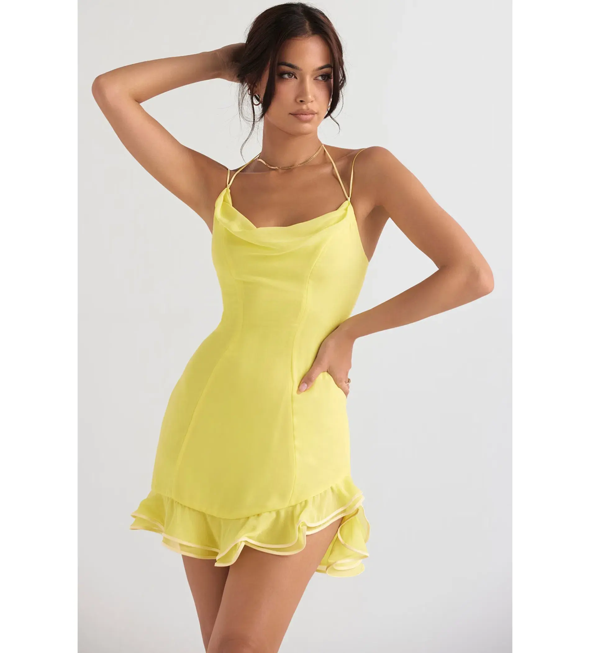 House of CB Rossella Ruffle Mini Dress in Yellow Size S / AU 8 - Image 2