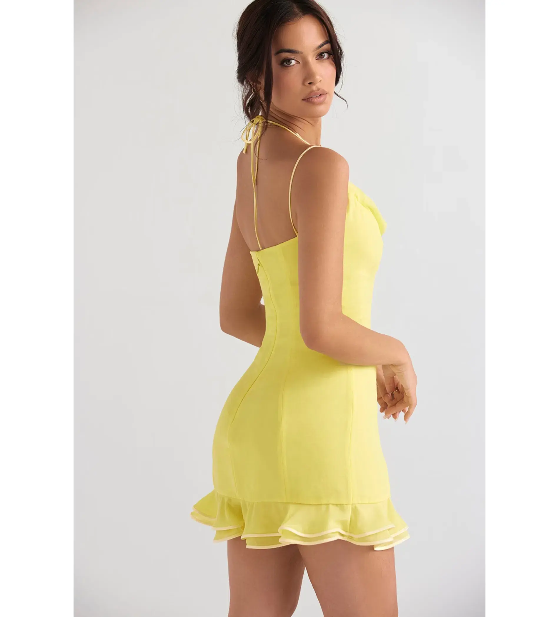 House of CB Rossella Ruffle Mini Dress in Yellow Size S / AU 8 - Image 3