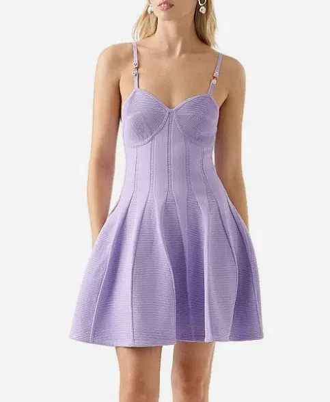 Aje Phaedra Ottoman Bustier Mini Dress Lilac Size M / Au 10 - Image 4