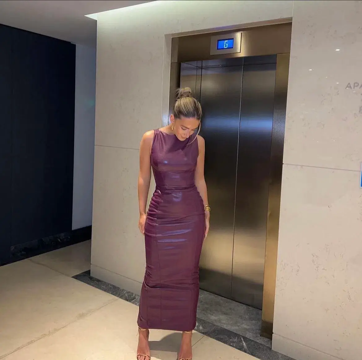 House of CB Sahara Vegan Leather Dress in Merlot Size L / Au 12 - Image 2