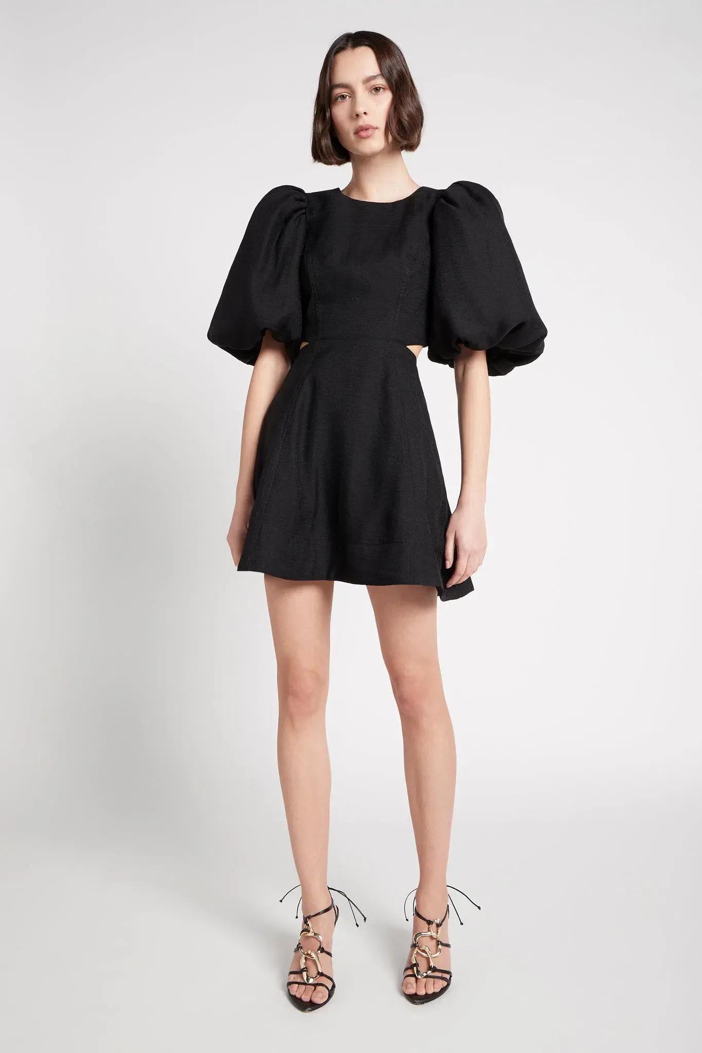 Aje Bouquet Puff Sleeve Mini Dress Black Size 12 / L - Image 3