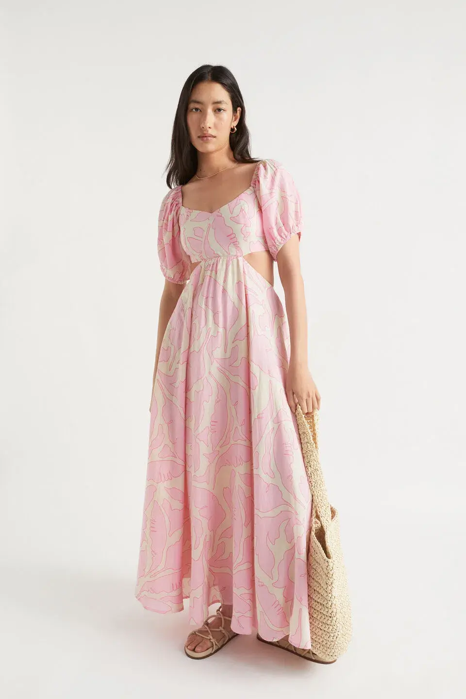 Seed Heritage Voile Floral Off Shoulder Maxi Dress Pink/Floral Size 6 - Image 1