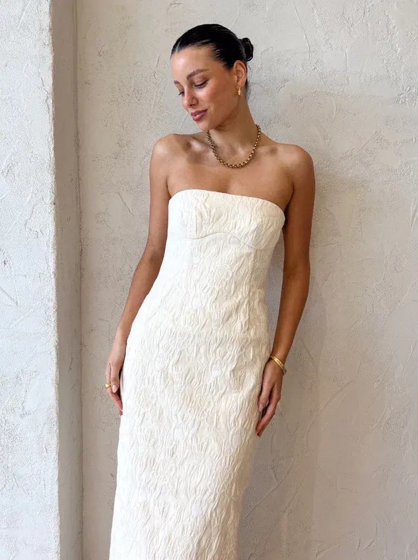 Sir the Label Etienne Column Gown Cream Size 8 - Image 3
