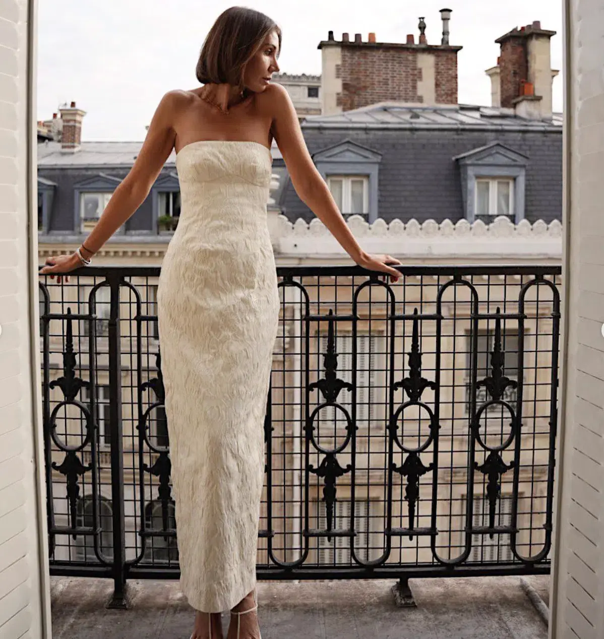 Sir the Label Etienne Column Gown Cream Size 8 - Image 1