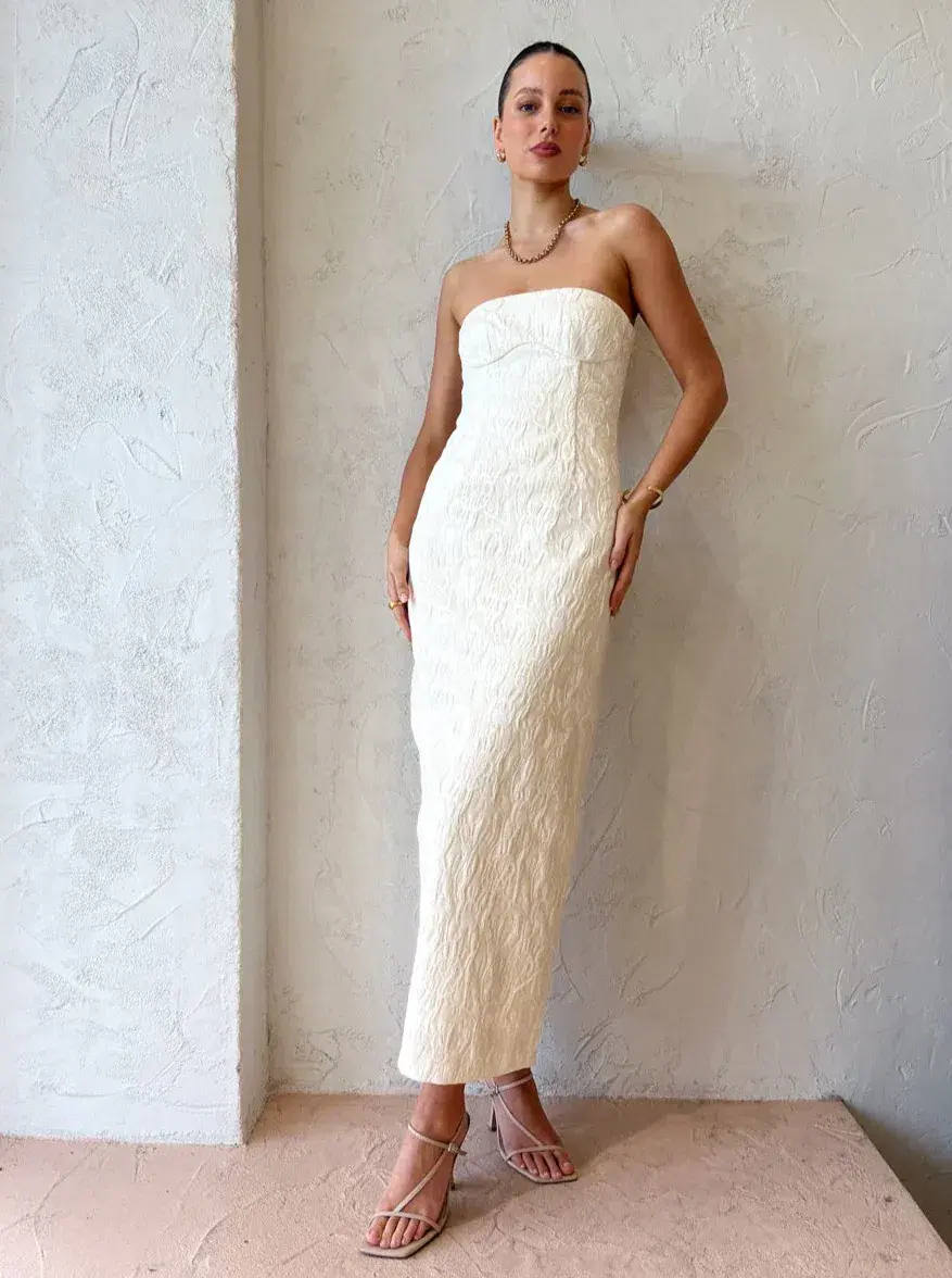 Sir the Label Etienne Column Gown Cream Size 8 for rent on The Volte - main image