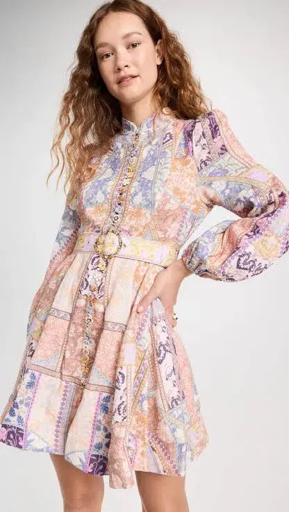 Zimmermann Kaleidoscope Buttoned Mini Dress Print Size 3 /AU 14 - Image 3