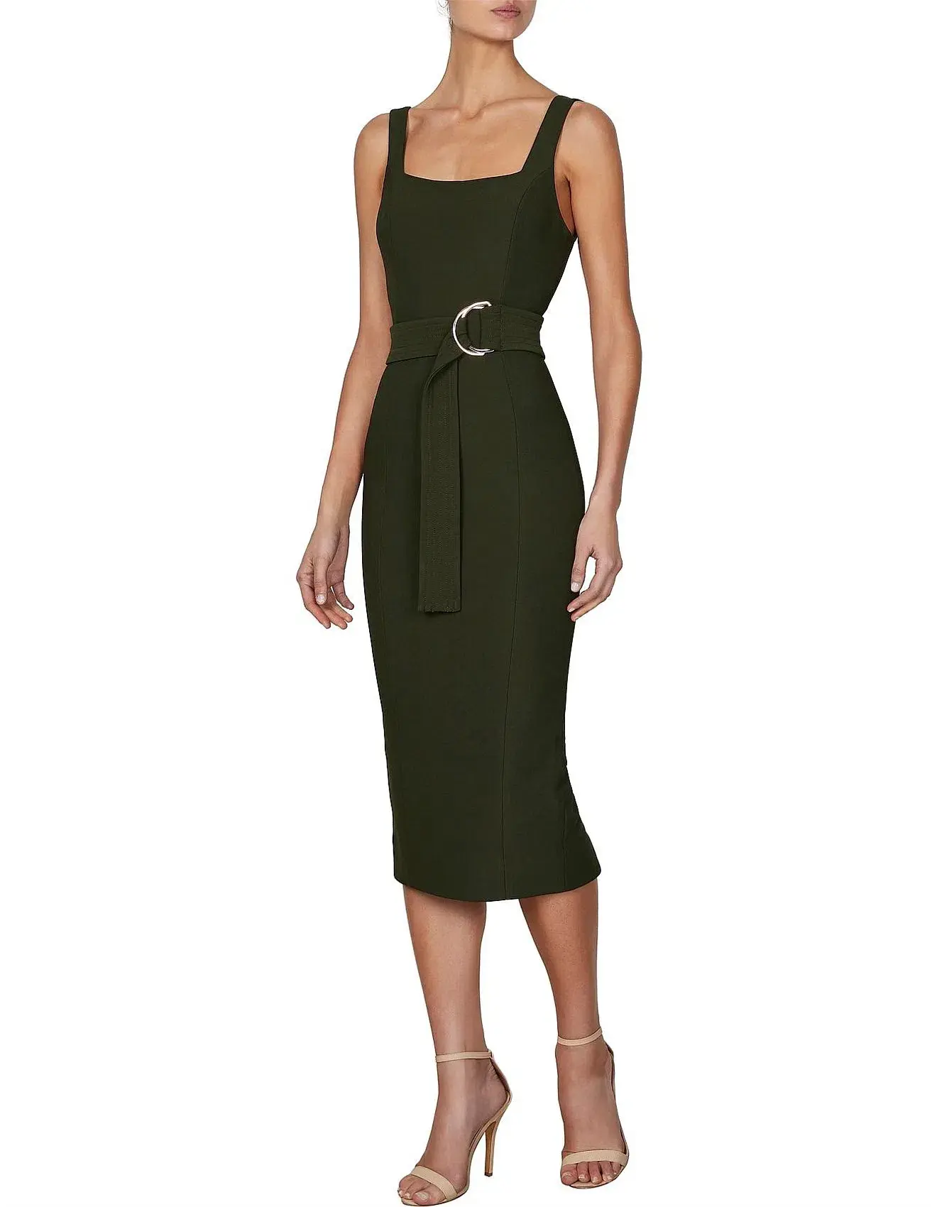Shona Joy Davis Fitted Midi Dress Green Size 6 - Image 1