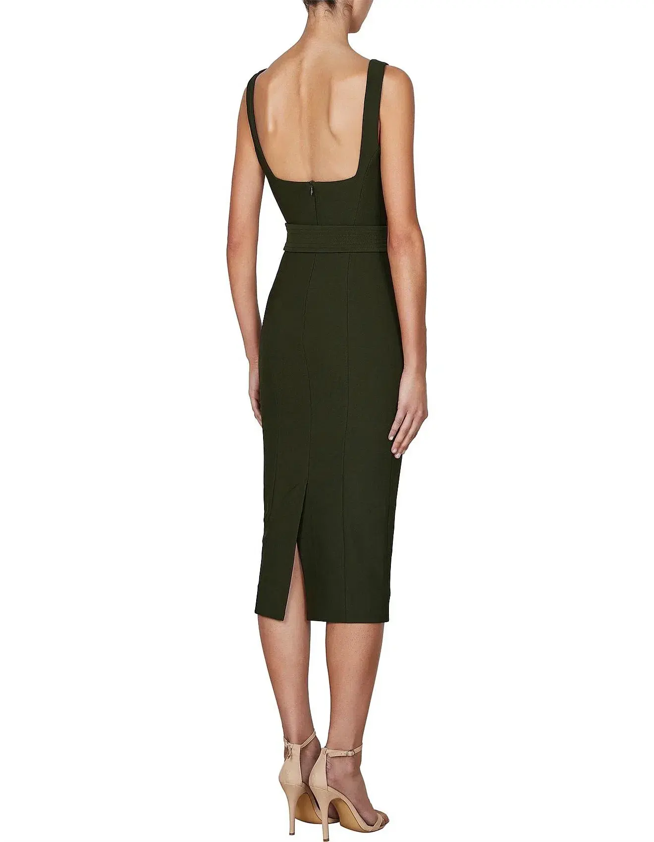 Shona Joy Davis Fitted Midi Dress Green Size 6 - Image 3
