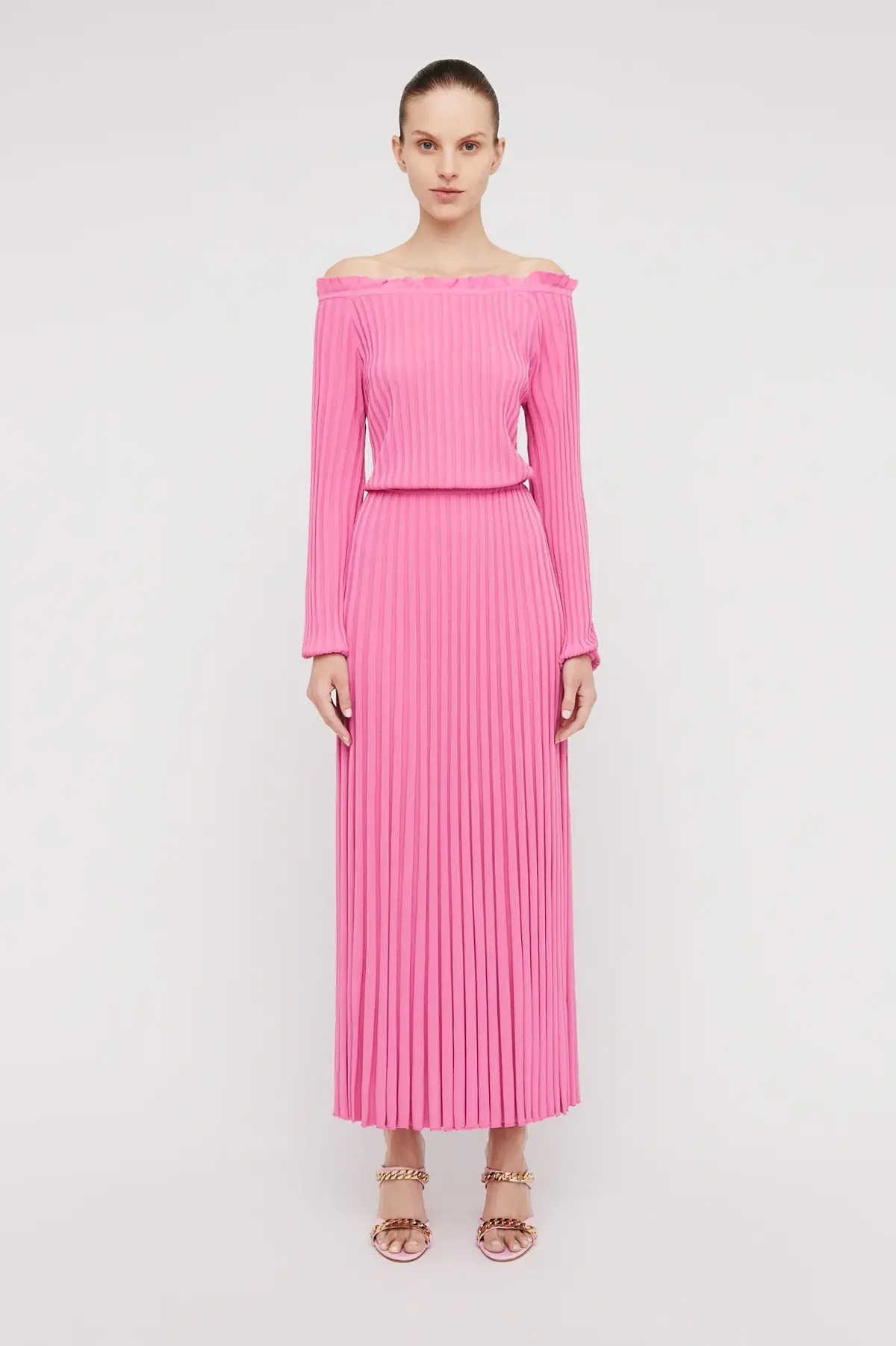 Scanlan Theodore Rib Cold Shoulder Dress Pink Size S / Au 8 - Image 1