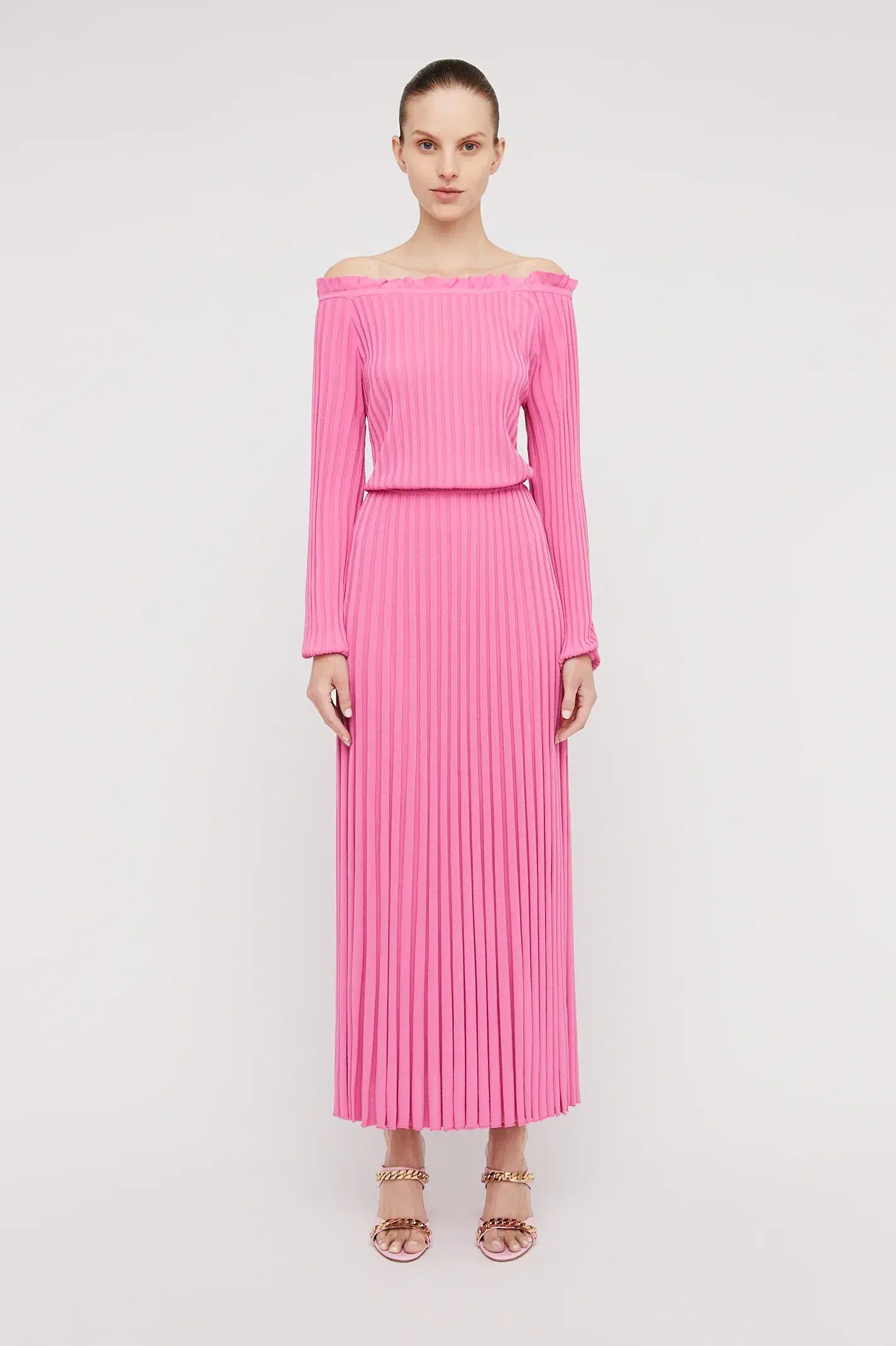 Scanlan Theodore Rib Cold Shoulder Dress Pink Size S / Au 8 - Image 1