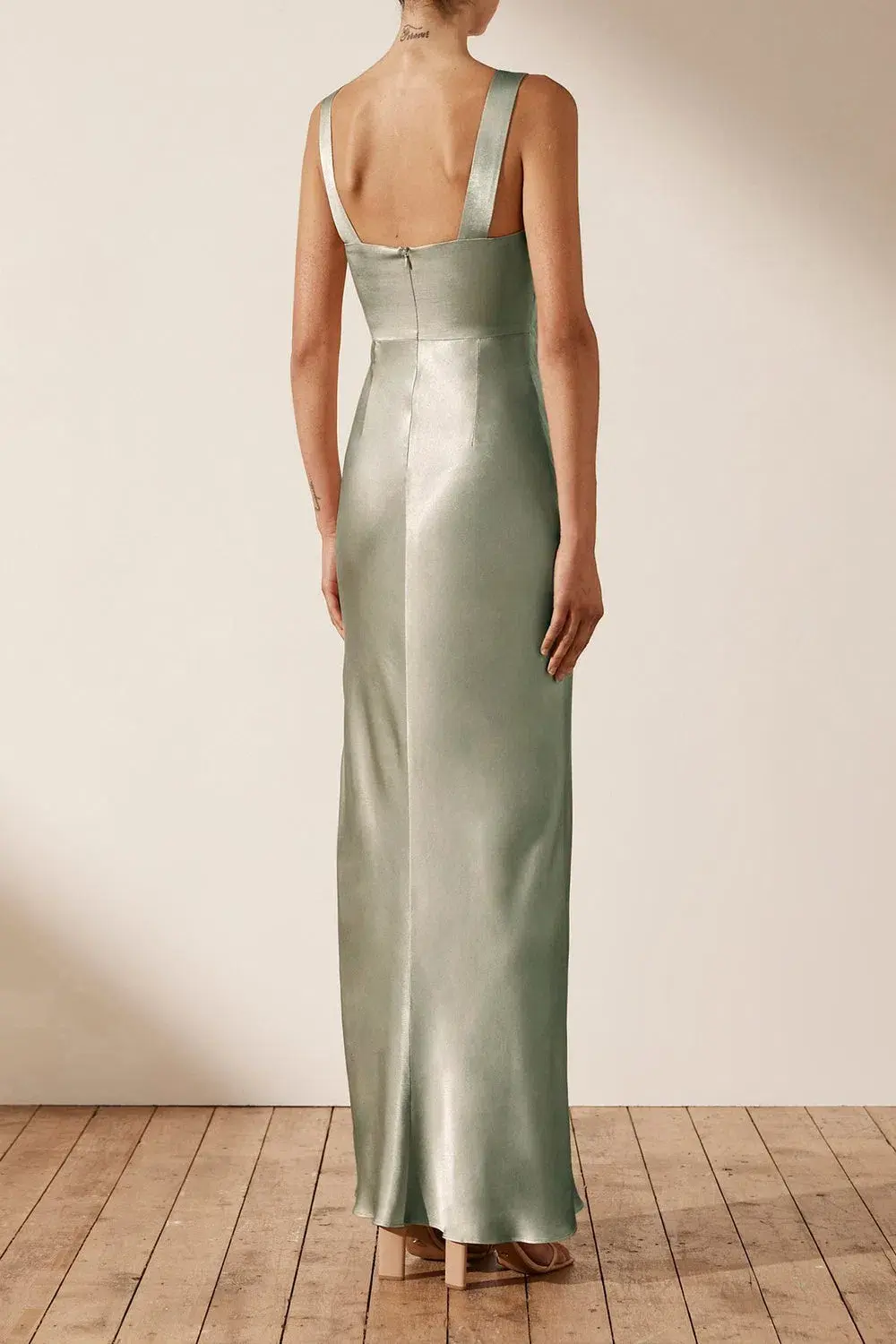 Shona Joy La Lune Bow Tie Maxi Dress in Sage Size 6 - Image 3