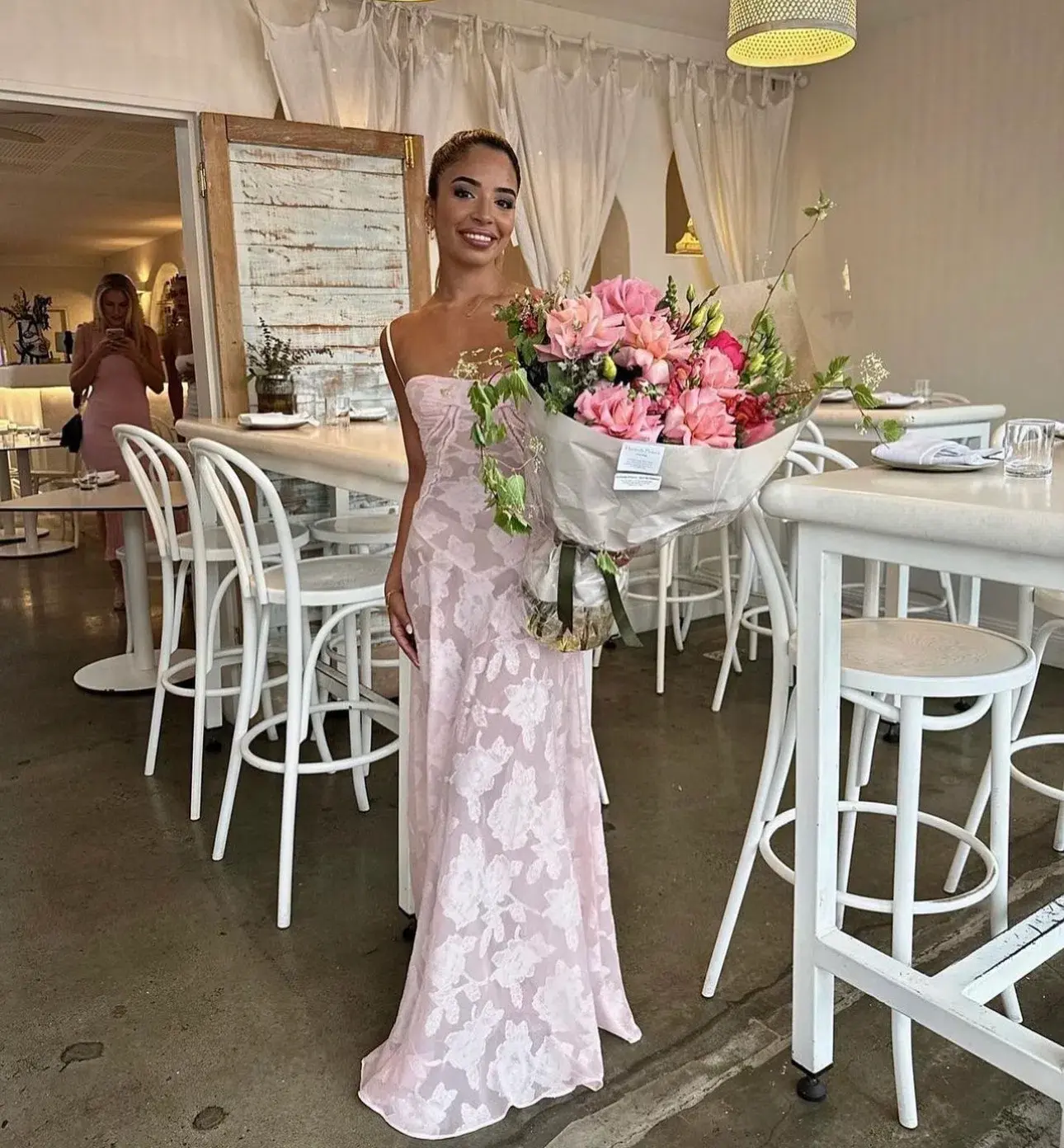 House of CB Seren Floral Lace Back Maxi Dress Blush Size S / AU 8 - Image 2