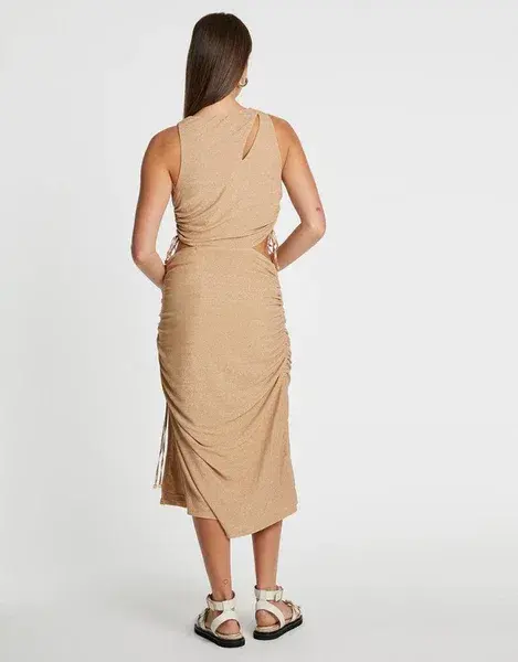 Suboo Liz Rouched Tank Midi Dress Gold Size XS / AU 6 - Image 2