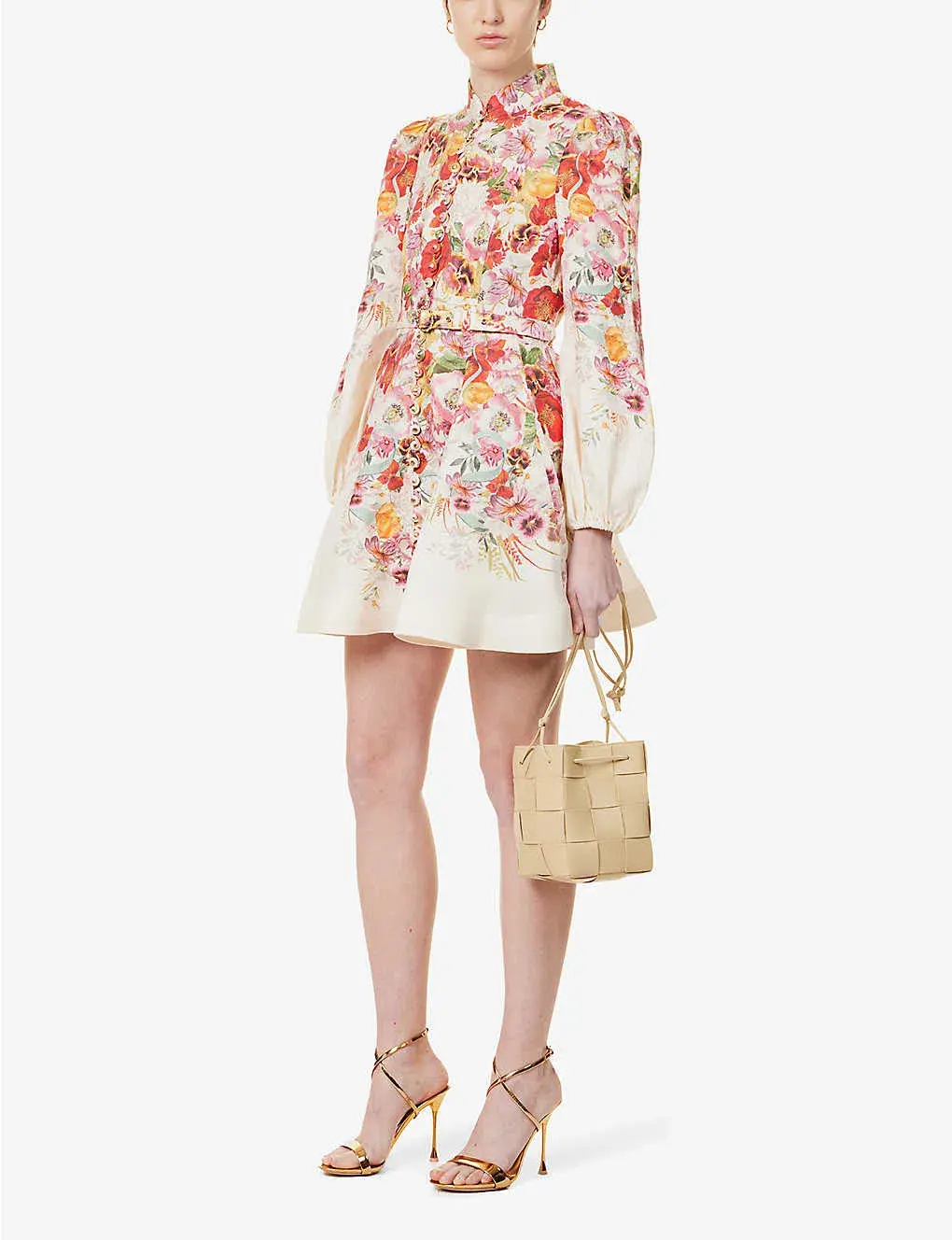 Zimmermann Wonderland Buttoned Mini Dress Floral Size 1 / AU 10 - Image 4
