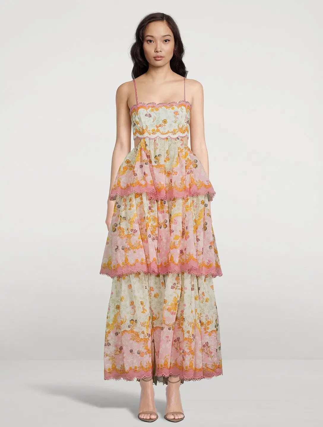 Zimmerman Laurel Frill Cotton-Blend Midi Dress Floral Size 2/Au 12 - Image 1