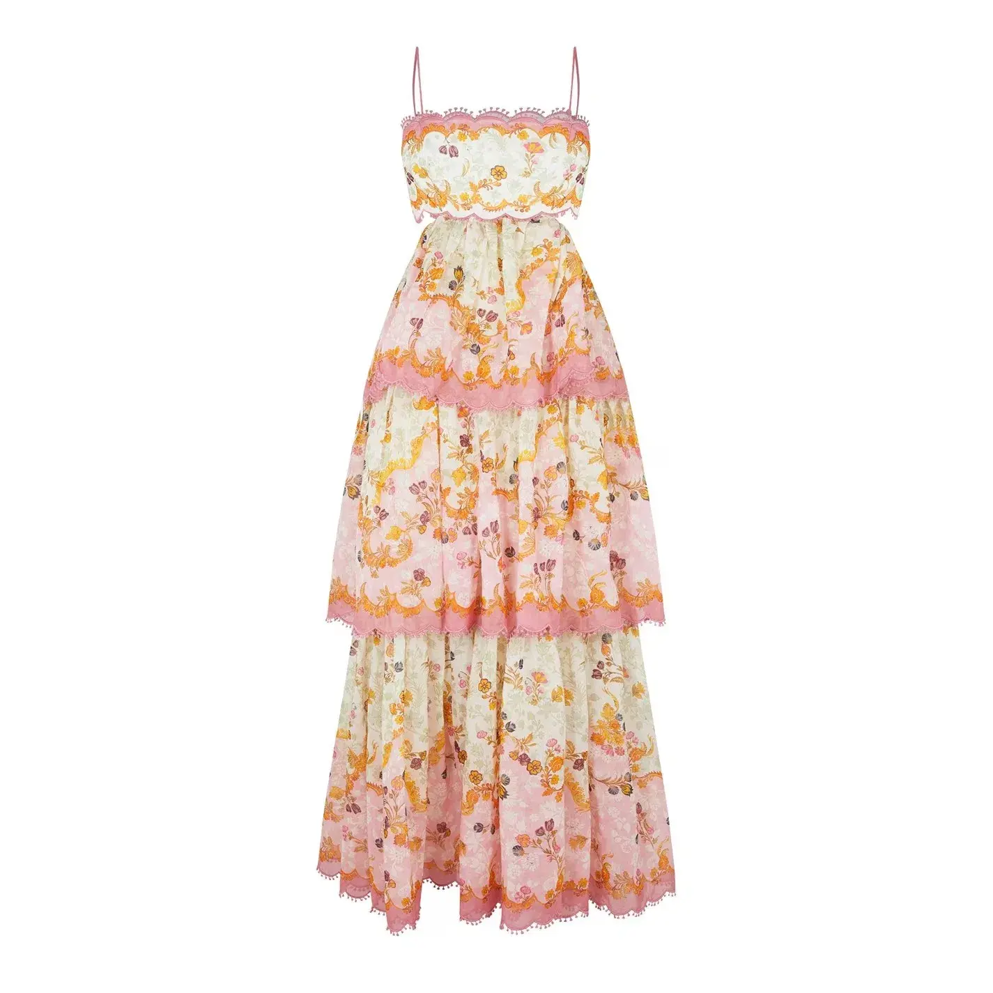 Zimmerman Laurel Frill Cotton-Blend Midi Dress Floral Size 2/Au 12 - Image 3