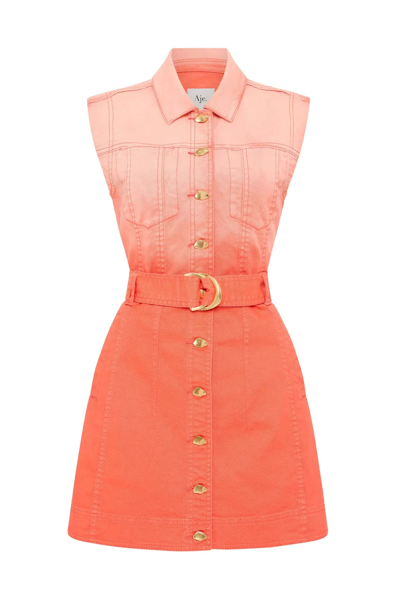 Aje Ember Ombre Denim Dress Orange Size 12 - Image 5