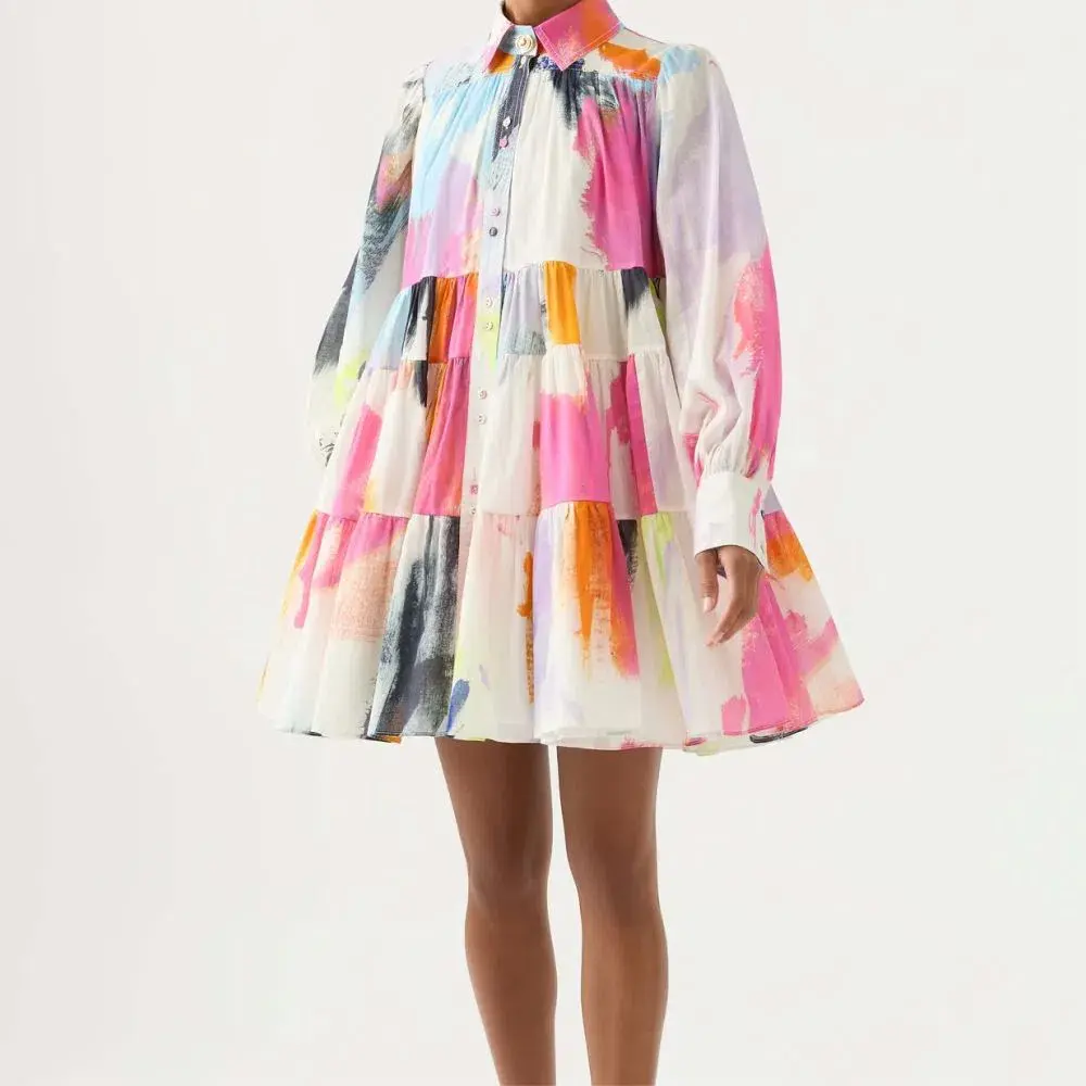 Aje Vie Smock Dress Multi Size 14 - Image 7