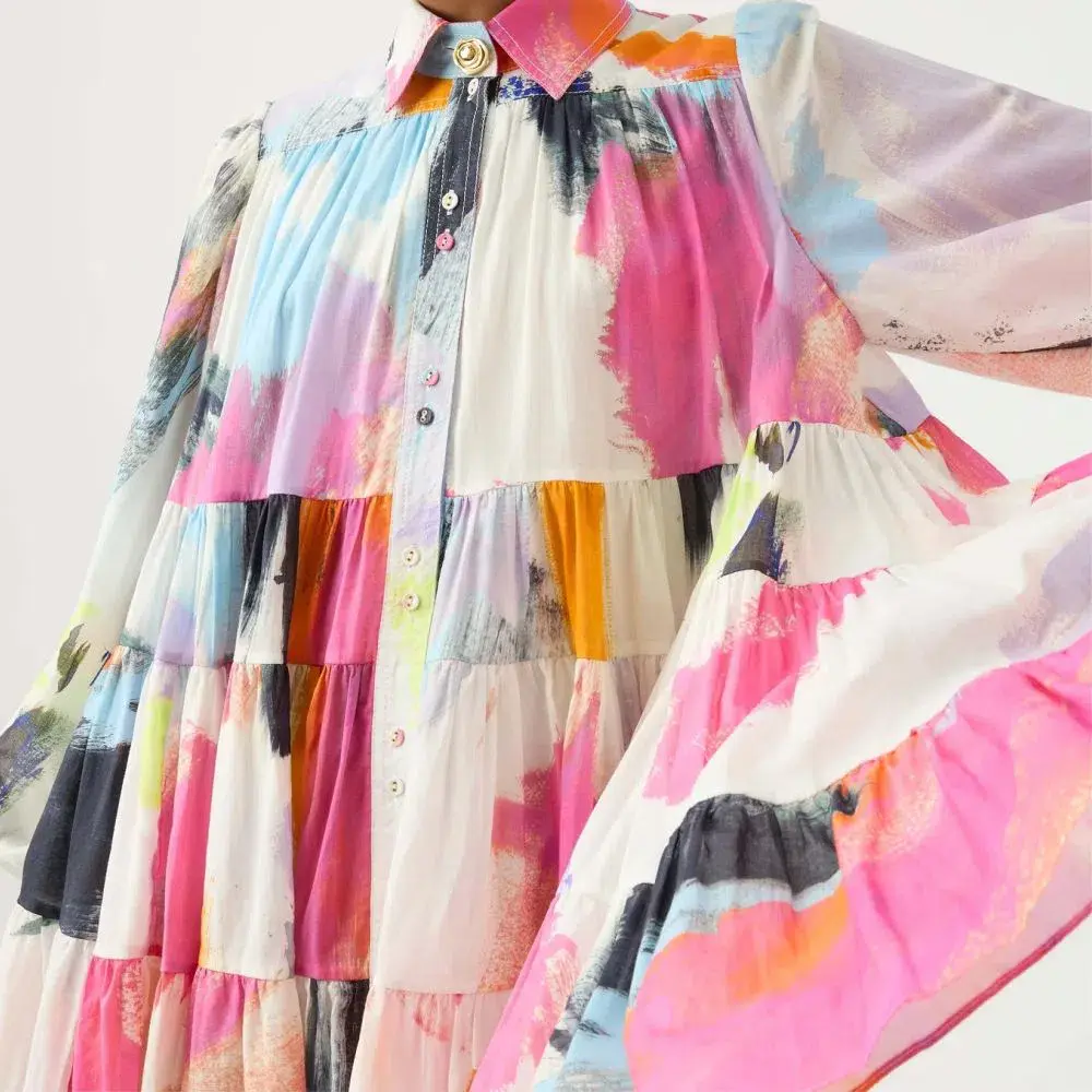 Aje Vie Smock Dress Multi Size 14 - Image 6