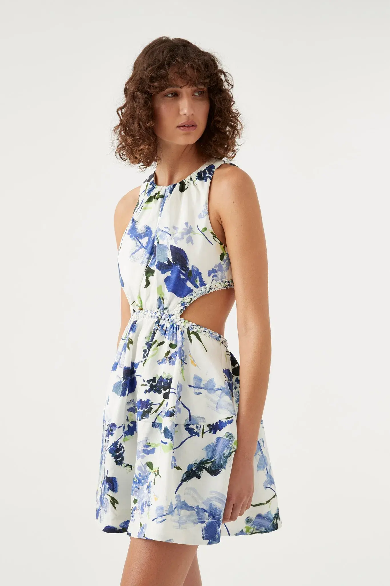 Aje Voyage Cut Out Mini Dress Floral Size 10 - Image 2