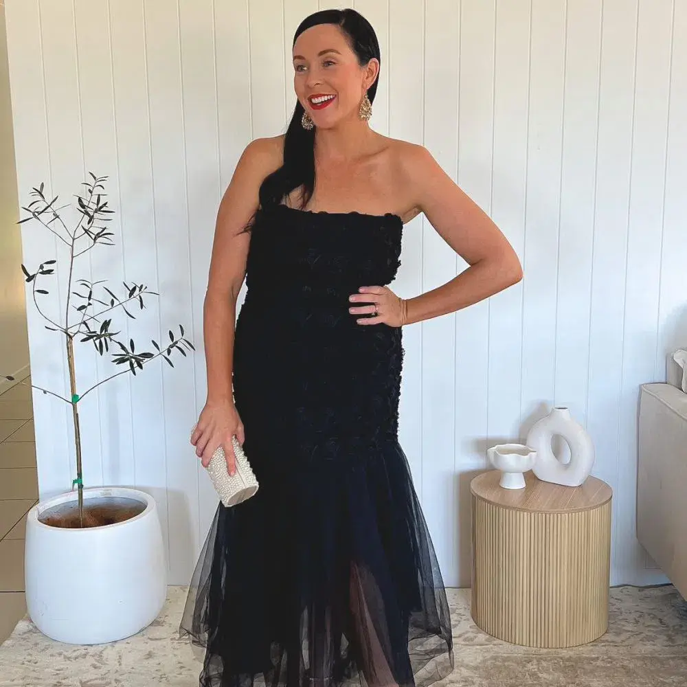 Carla Zampatti Tulle Dress Black Size 12 for rent on The Volte - main image