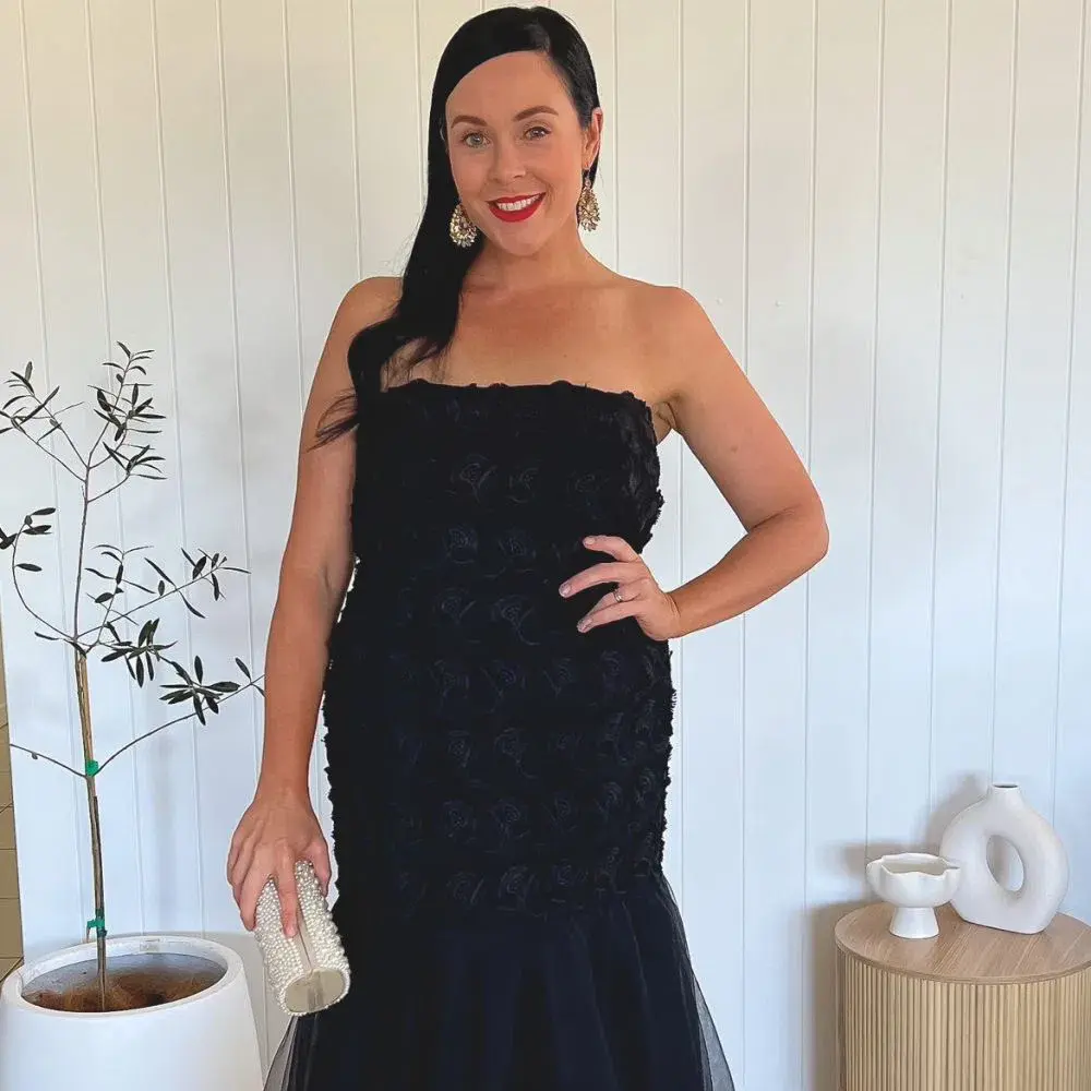 Carla Zampatti Tulle Dress Black Size 12 for rent on The Volte - main image