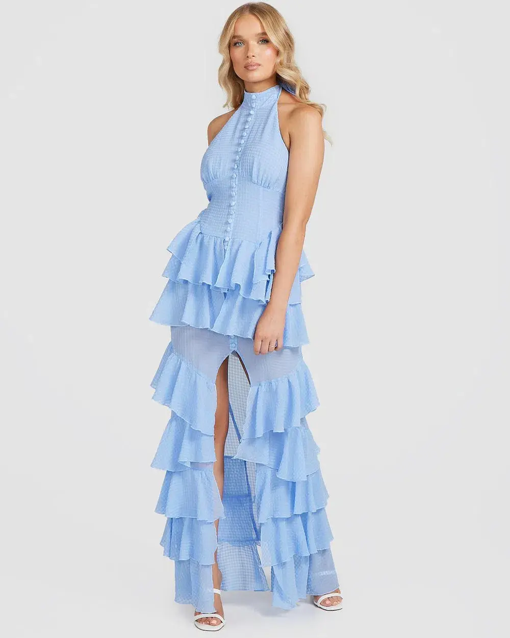 Derma Department Oscar Pale Blue Maxi Dress Size 8 - Image 3