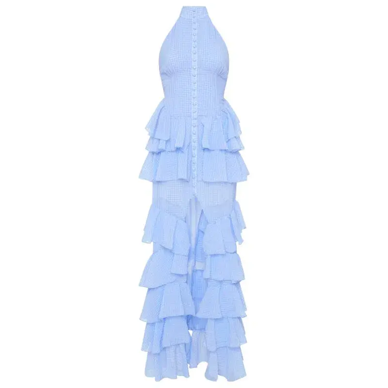 Derma Department Oscar Pale Blue Maxi Dress Size 8 - Image 5