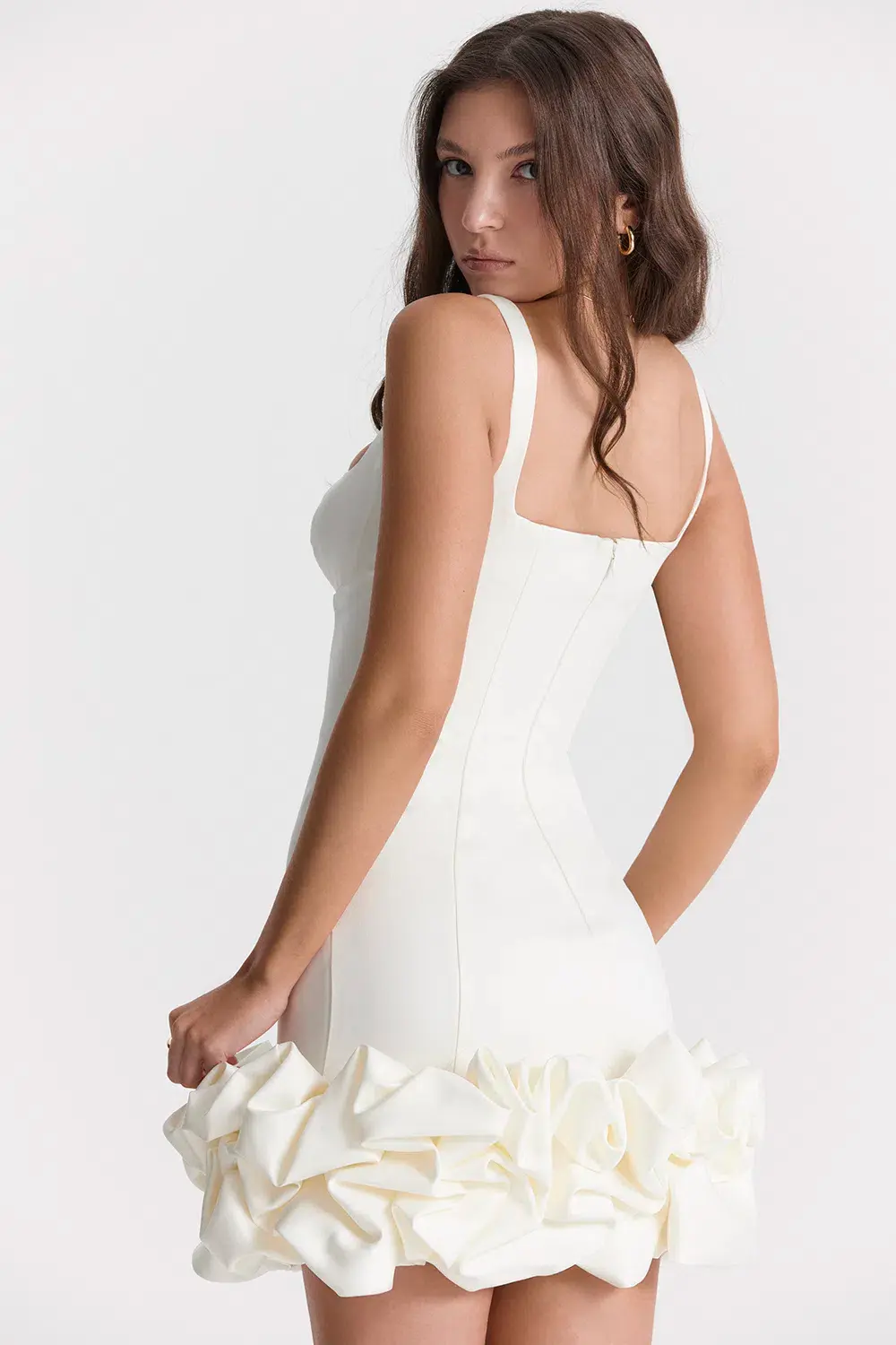 House Of CB Lilou Ivory Ruffle Hem Dress Size M / Au 10 - Image 6