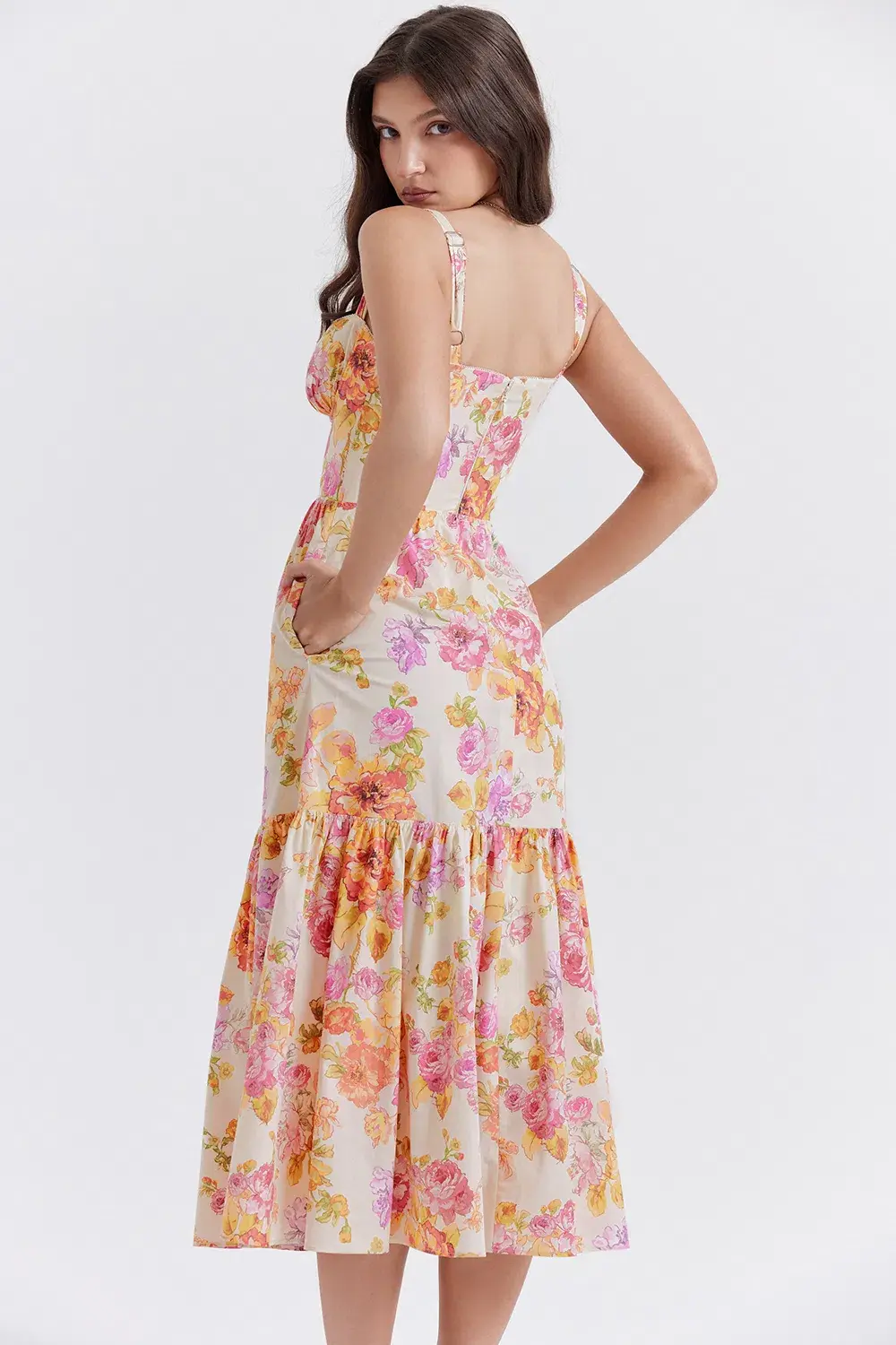 House Of CB Elia Ivory Floral Midi Sundress Floral Size S / Au 8 - Image 7