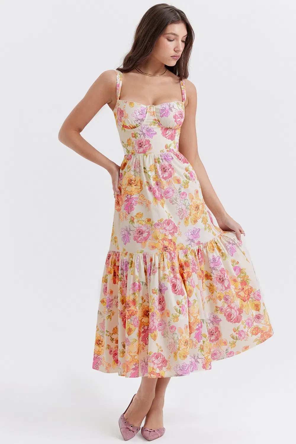 House Of CB Elia Ivory Floral Midi Sundress Floral Size S / Au 8 - Image 2