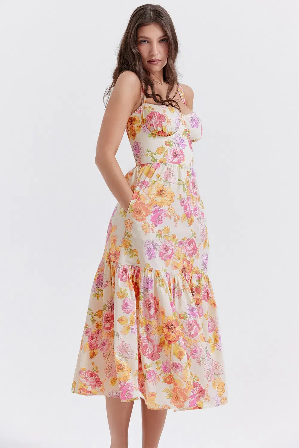 House Of CB Elia Ivory Floral Midi Sundress Floral Size S / Au 8 - Image 4