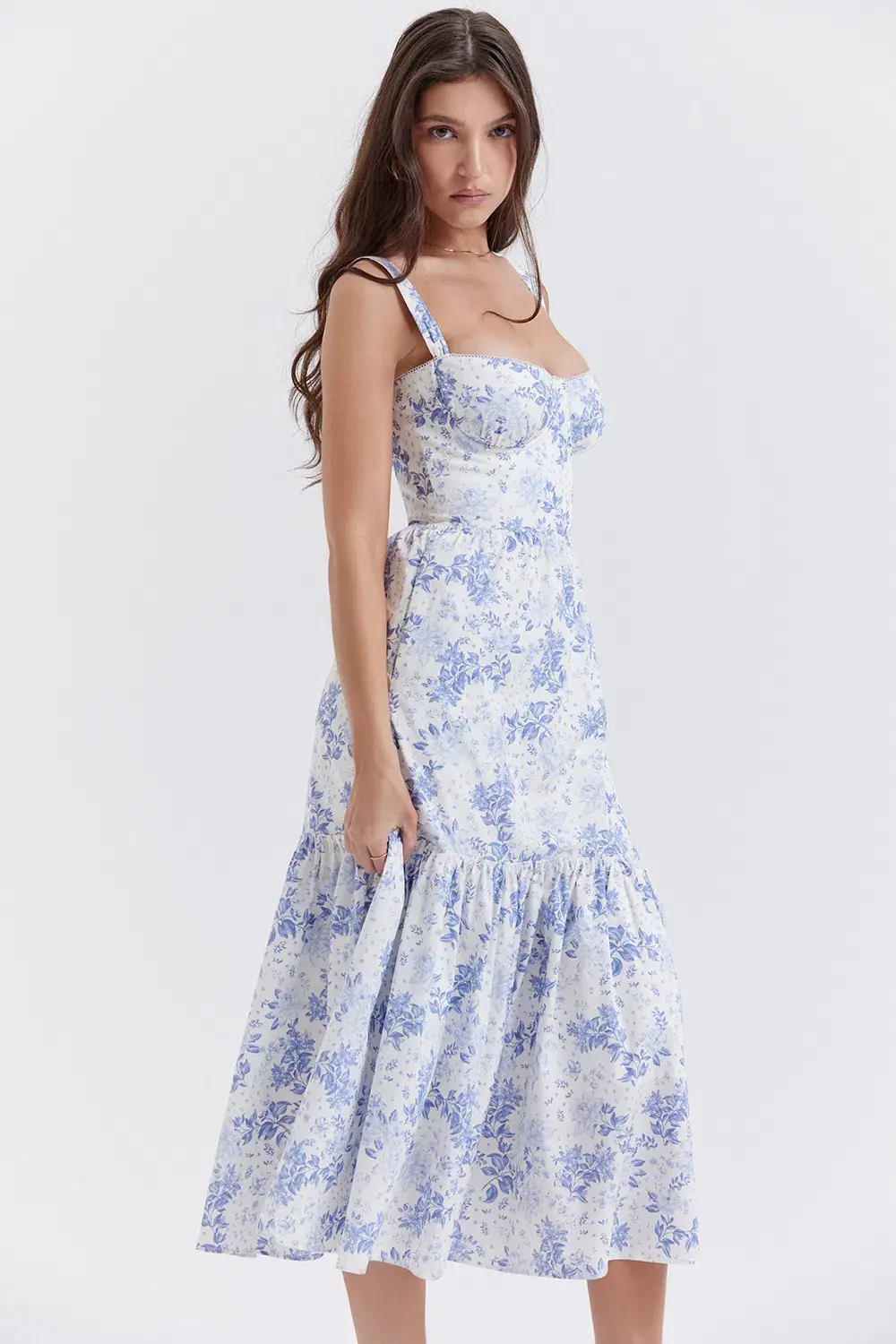 House Of CB Elia Blue Print Midi Sundress Floral Size S / Au 8 - Image 6