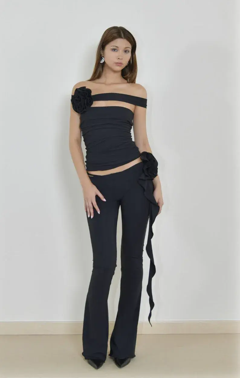 Fanci Club The Rose Tube Top and The Gun Pants Set Black Size S/AU 8 - Image 1