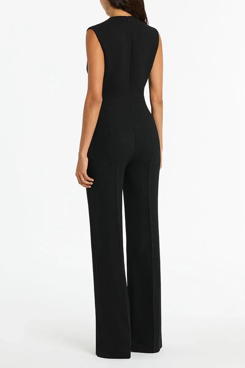 Carla Zampatti Black Crepe Scalloped Jumpsuit Size S/AU 6 - Image 2