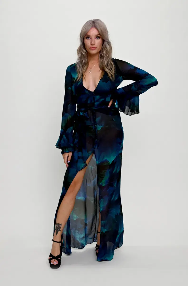 Rat & Boa Fiorella Dress Blue Multi Size XL/AU 14 - Image 1