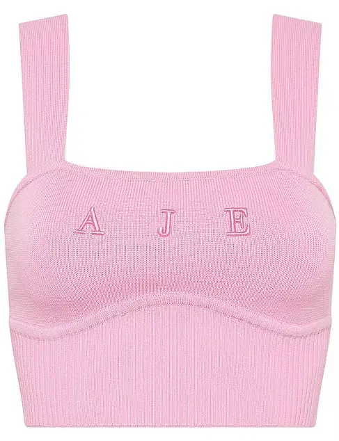 Aje Livadi Lucia Knit Logo Top Pink Size L / Au 12 - Image 4