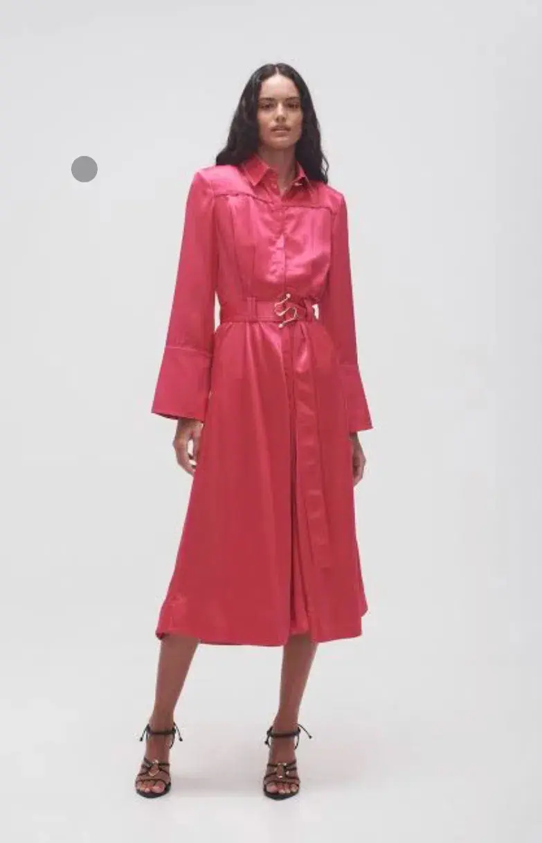 Aje Echo Belted Midi Shirt Dress Hot Pink Size 4 / XXS for rent on The Volte - main image