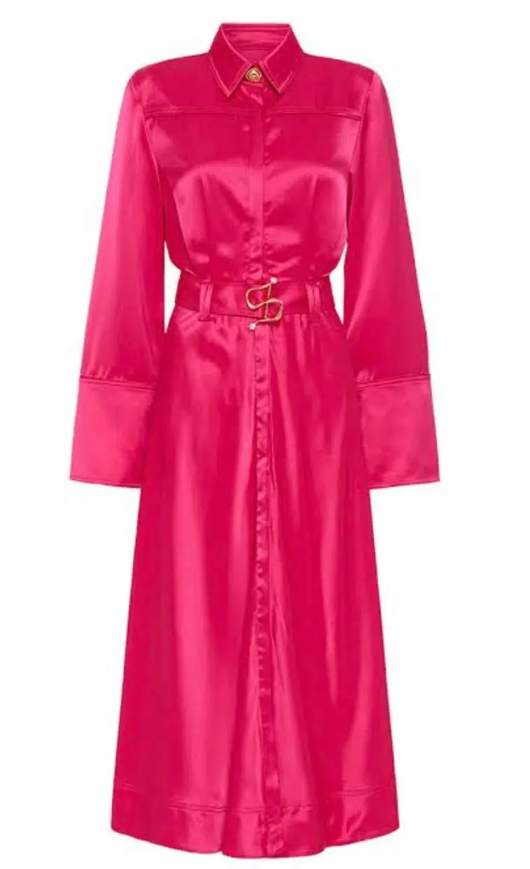 Aje Echo Belted Midi Shirt Dress Hot Pink Size 4 / XXS for rent on The Volte - main image