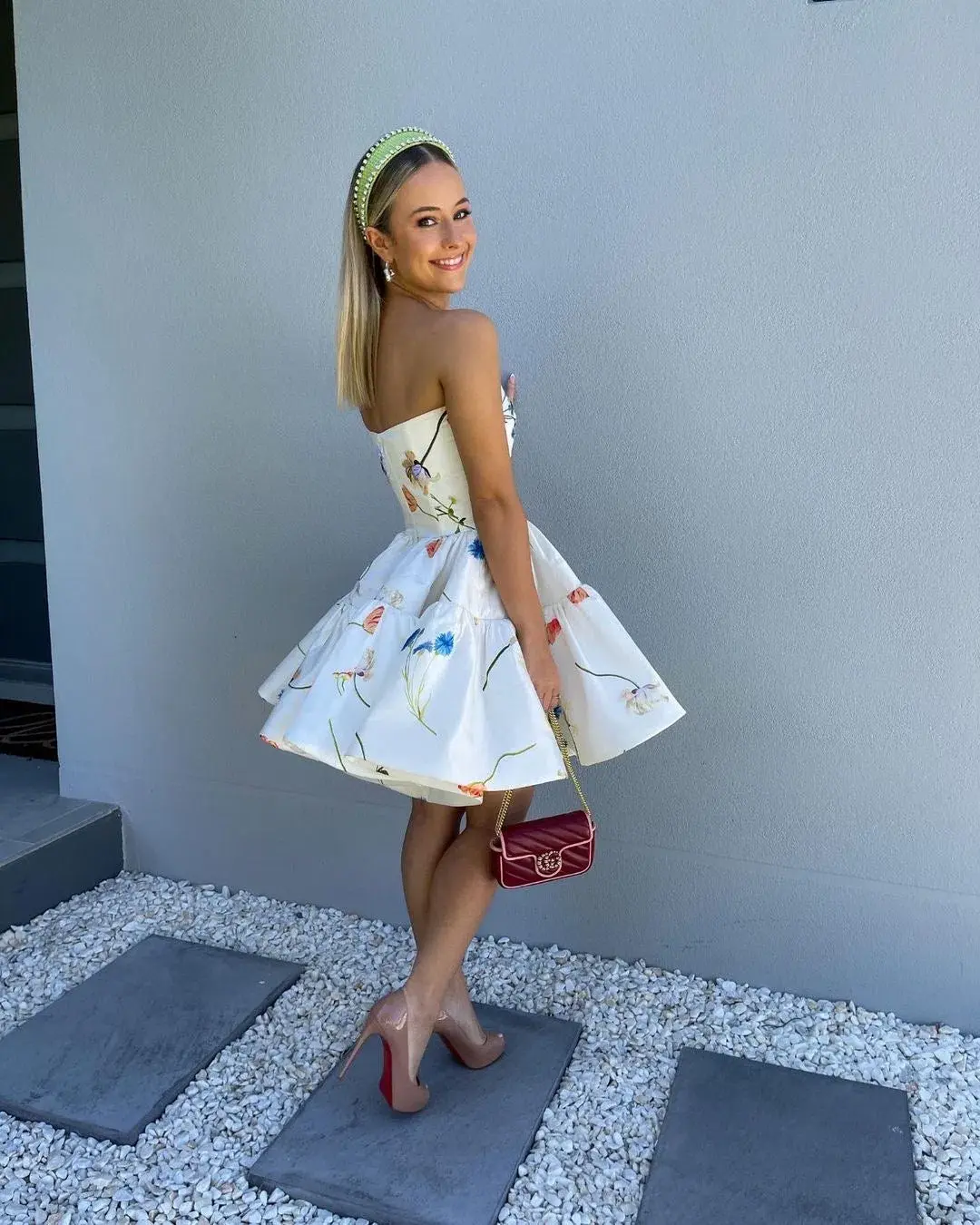 Leo Lin The Fields Embroidered Bustier Mini Dress White Size 8 for rent on The Volte - main image