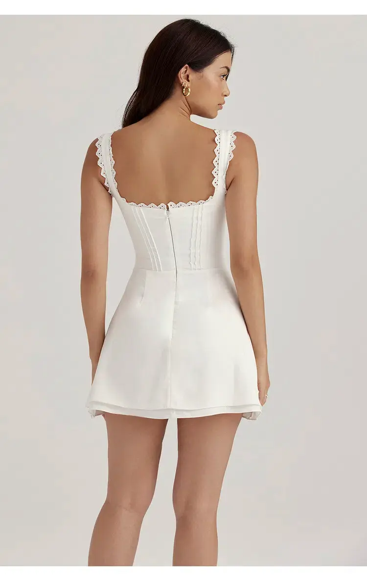 House of CB Tilly Pin Tuck Mini Dress White Size S / Au 8 - Image 7