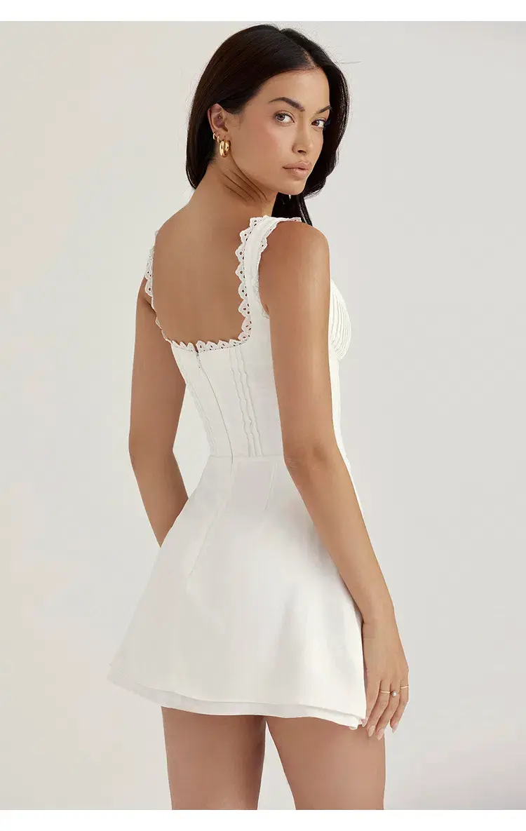 House of CB Tilly Pin Tuck Mini Dress White Size S / Au 8 - Image 3